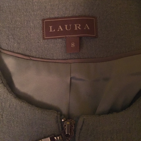 Blue cropped wool blend blazer jacket medium sz 8 - Picture 3 of 8